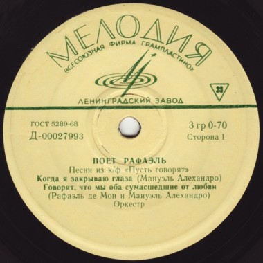 Music Of 70-s - Raphael/Поет Рафаэль. Песни Из Кинофильма «Пусть Говорят»